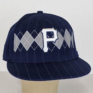Pittsburgh Pirates New Era 59fifty Fitted Hat Cap 7 1/4 Blue Argyle Pinstripe
